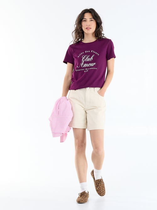T-shirt femme en coton imprimé à col rond - Kiabi T-shirt femme en coton imprimé à col rond - Kiabi