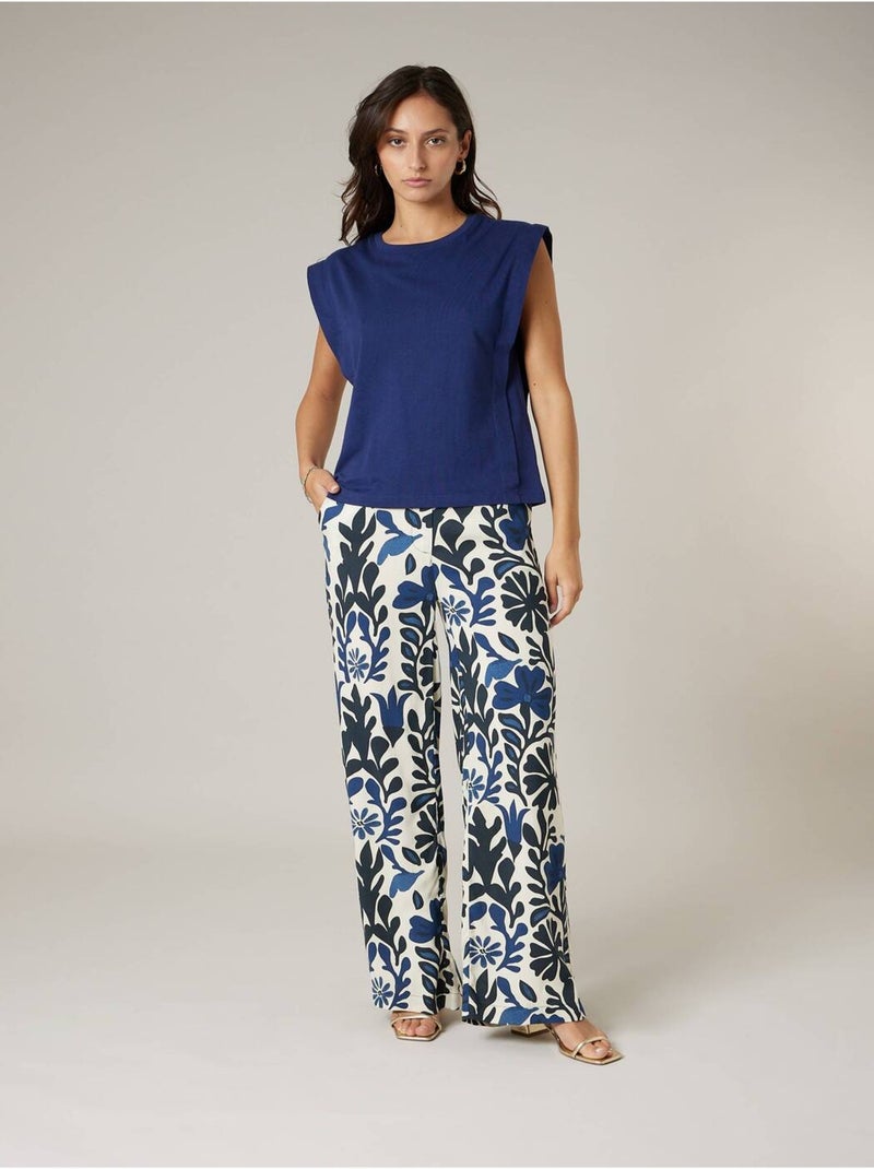 T-shirt femme en coton jersey 'Deeluxe' Bleu marine - Kiabi