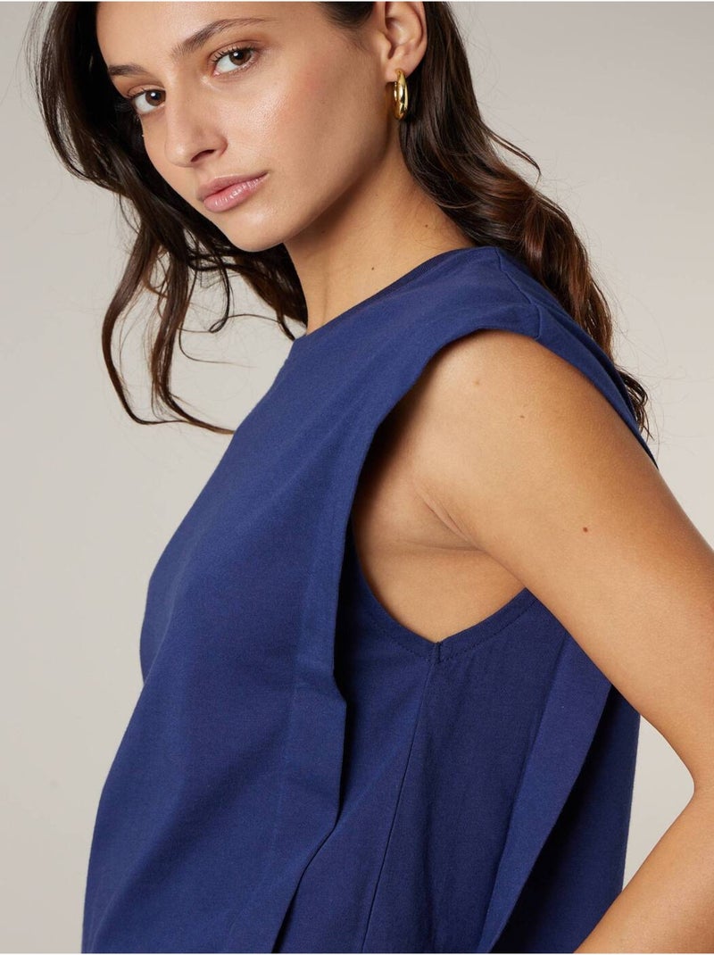 T-shirt femme en coton jersey 'Deeluxe' Bleu marine - Kiabi