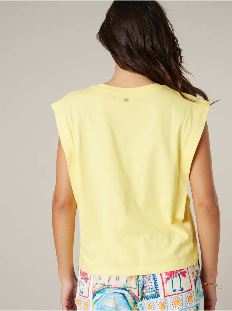 T-shirt femme en coton jersey 'Deeluxe' Jaune - Kiabi