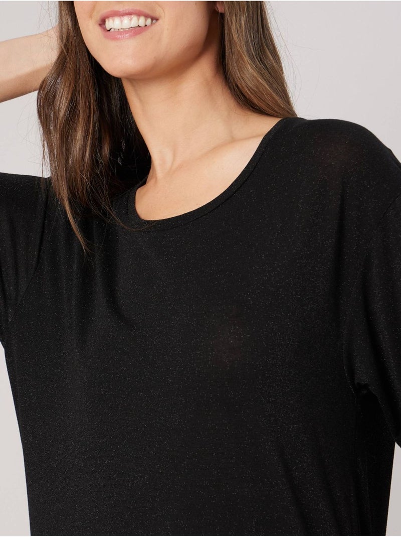 T-shirt femme en jersey 'deeluxe' Noir - Kiabi