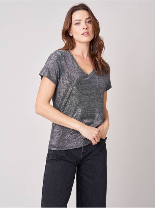 T-shirt femme en lurex 'deeluxe' - Kiabi
