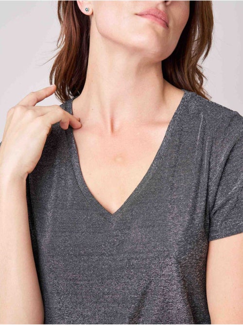 T-shirt femme en lurex 'deeluxe' - Kiabi