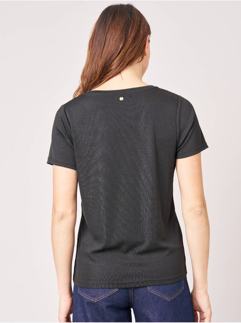 T-shirt femme en lurex 'Deeluxe' Noir - Kiabi