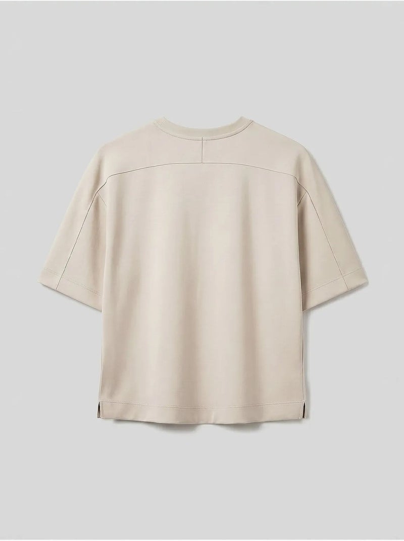 T-shirt femme en mélange de viscose tommy Beige argile - Kiabi