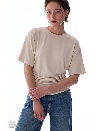T-shirt femme en modal avec détail à la taille et fronces penti