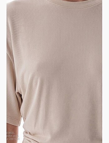 T-shirt femme en modal avec détail à la taille et fronces penti