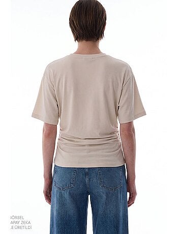 T-shirt femme en modal avec détail à la taille et fronces penti