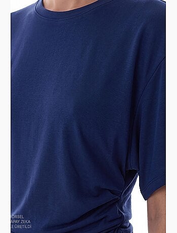 T-shirt femme en modal avec détail à la taille et fronces penti