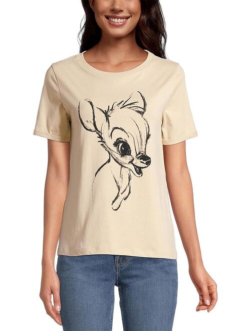 T-shirt Femme Esquisse Bambi Disney - 100% Coton - Beige - Kiabi