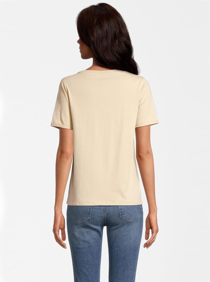 T-shirt Femme Esquisse Bambi Disney - 100% Coton - Beige Beige sable - Kiabi