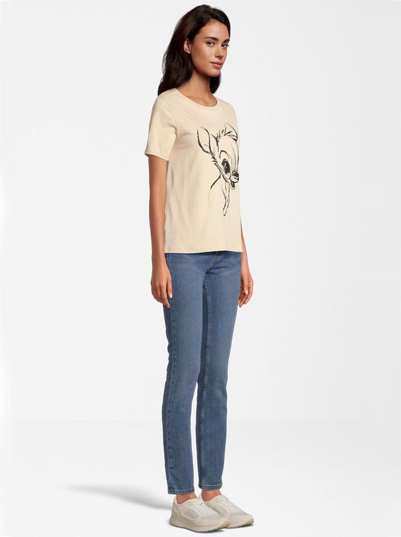 T-shirt Femme Esquisse Bambi Disney - 100% Coton - Beige Beige sable - Kiabi