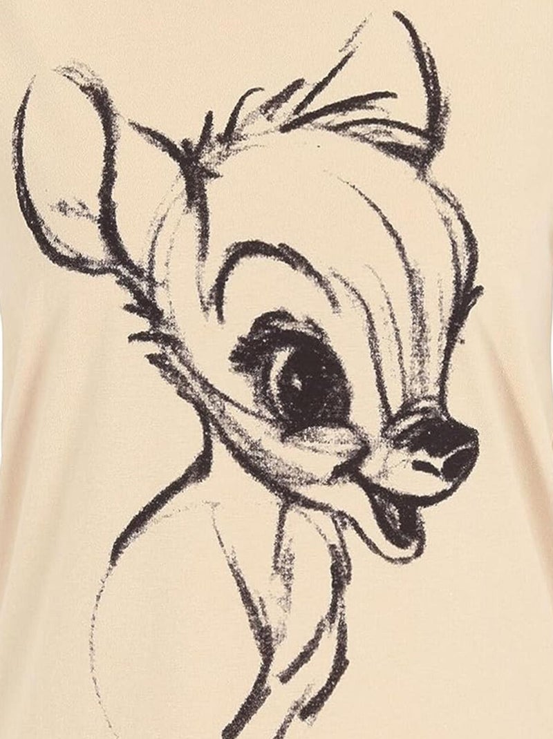 T-shirt Femme Esquisse Bambi Disney - 100% Coton - Beige Beige sable - Kiabi