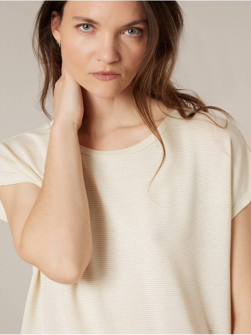 T-shirt femme fluide à rayures brillantes 'Deeluxe' Blanc - Kiabi