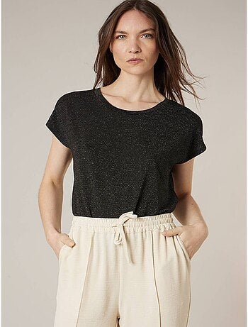 T-shirt femme fluide à rayures brillantes 'Deeluxe'