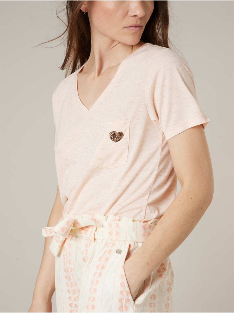 T-shirt femme fluide 'Deeluxe' Rose nude - Kiabi