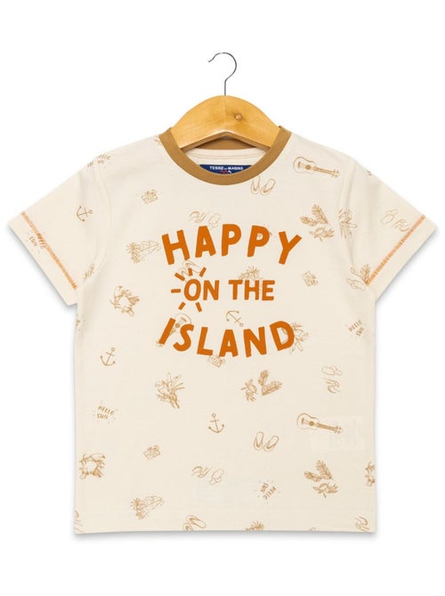 T-shirt Femme jaune ambré col V broderie - Terre de Marins - Kiabi