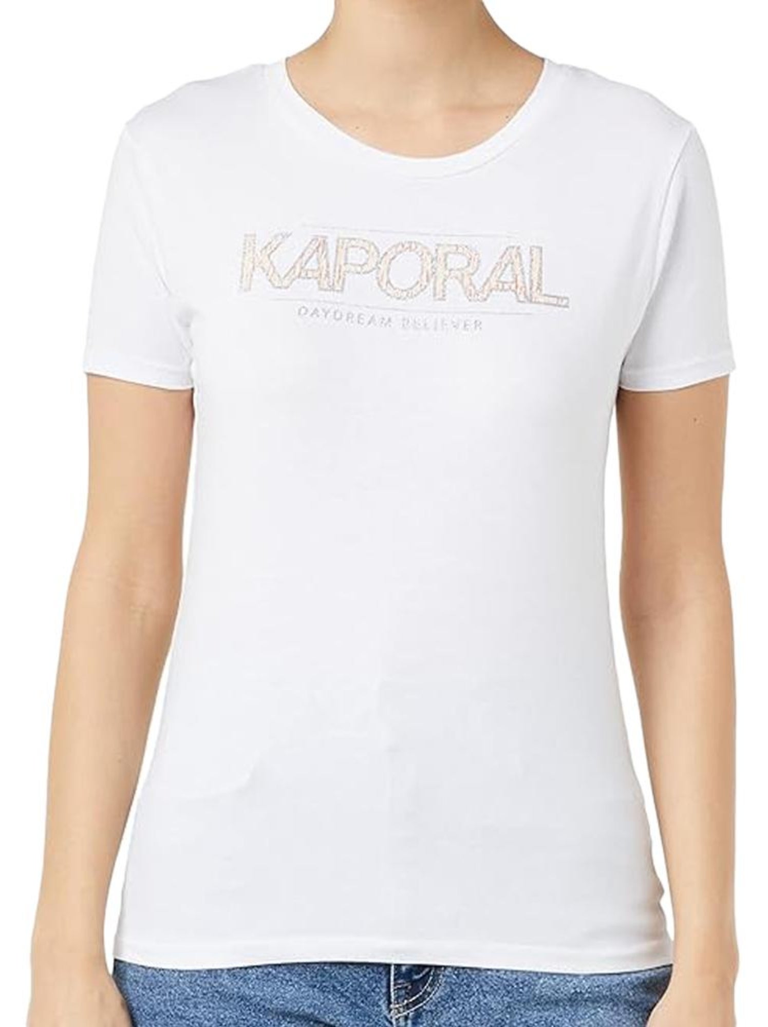 KAPORAL Maglietta Donna FETE W11 – Grigio, Scollo Rotondo, Stampa Animale – Cotone Biologico 96%