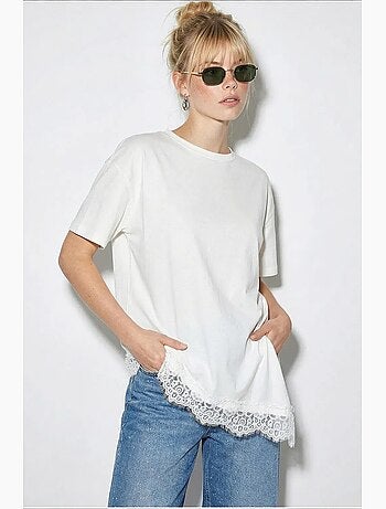 T-shirt femme long ample col rond lucci