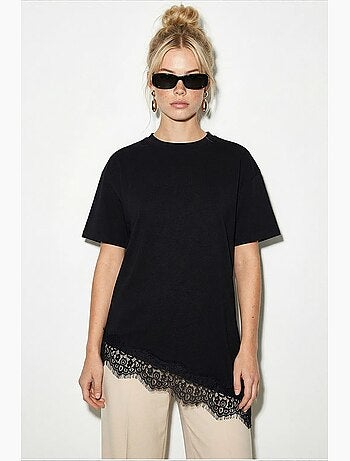 T-shirt femme long ample col rond lucci