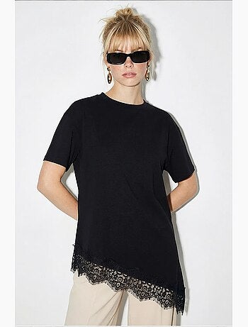 T-shirt femme long ample col rond lucci