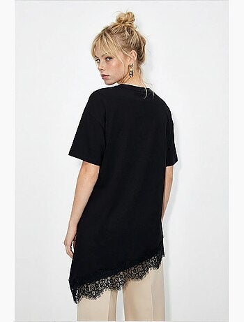 T-shirt femme long ample col rond lucci