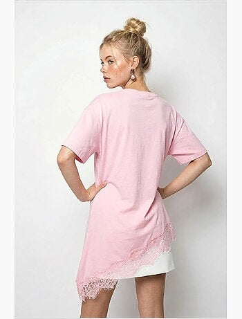 T-shirt femme long ample col rond lucci