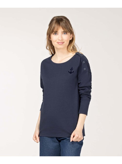 T-shirt Femme manches longues bleu marine - Terre de Marins - Kiabi