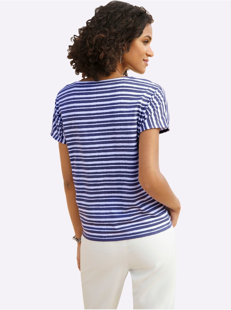 T shirt femme marinière col rond et rayures - Taille standard - Witt Bleu Bleu marine - Kiabi