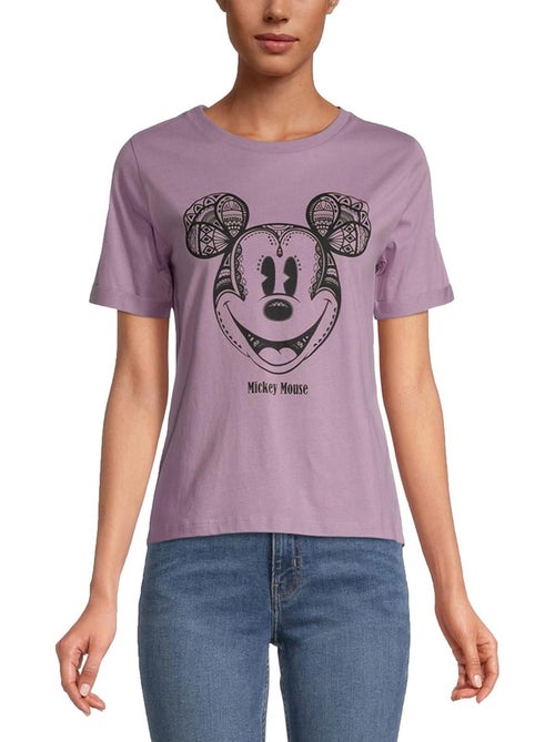 T-shirt Femme Mickey Disney Mandala - 100% Coton - Violet - Kiabi