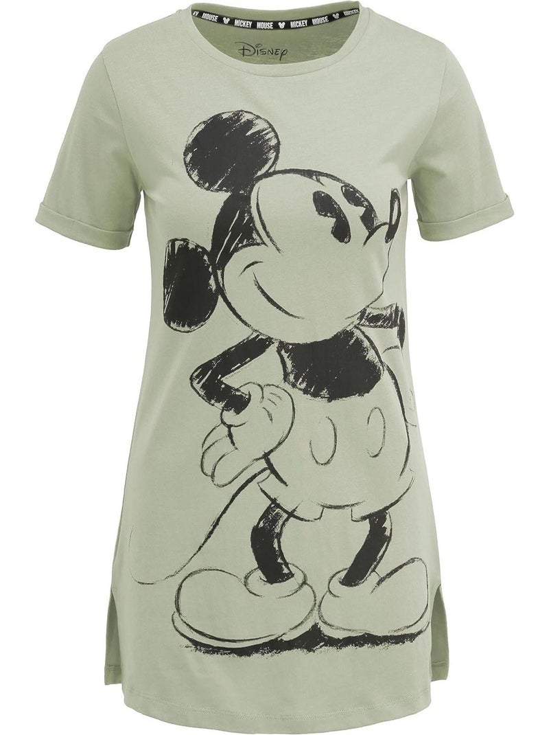 T-shirt Femme Mickey Mouse Vintage - Poly Coton - Vert Vert - Kiabi