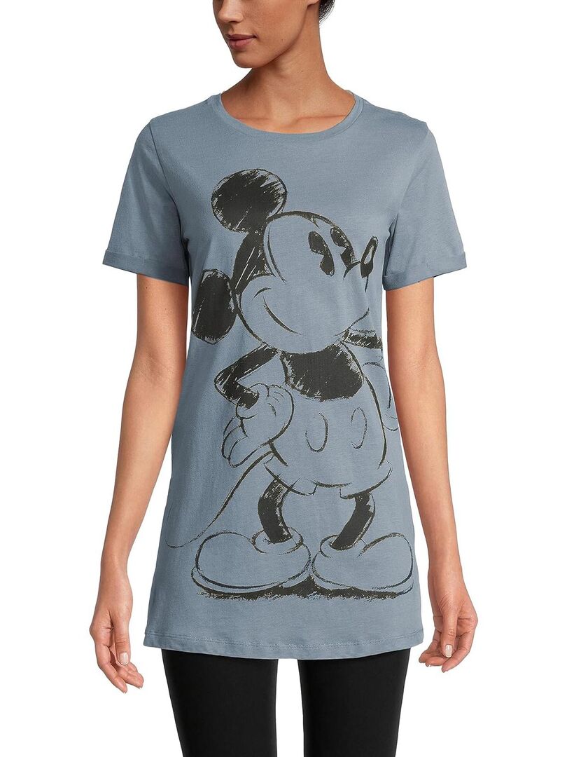 T shirt Femme Mickey Mouse Vintage Disney 100 Coton Bleu