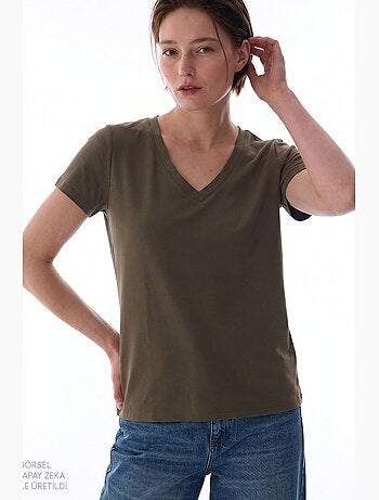 T-shirt femme modal à col v penti