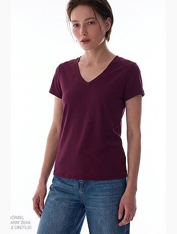T-shirt femme modal à col v penti