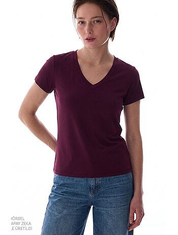 T-shirt femme modal à col v penti