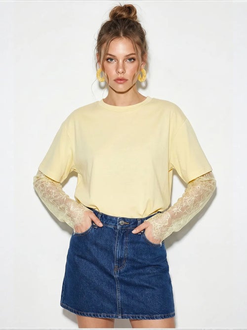 T-shirt femme oversize à col rond lucci - Kiabi T-shirt femme oversize à col rond lucci - Kiabi