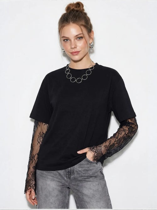 T-shirt femme oversize à col rond lucci - Kiabi