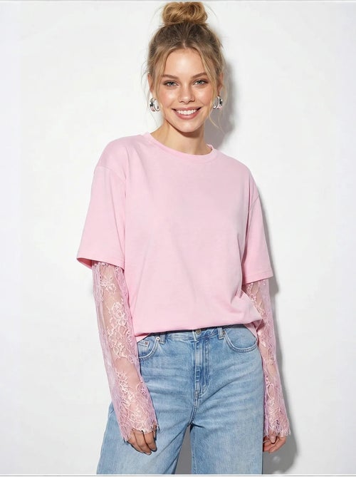 T-shirt femme oversize à col rond lucci - Kiabi T-shirt femme oversize à col rond lucci - Kiabi
