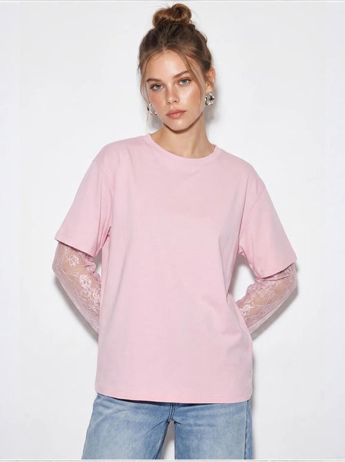 T-shirt femme oversize à col rond lucci - Kiabi T-shirt femme oversize à col rond lucci - Kiabi
