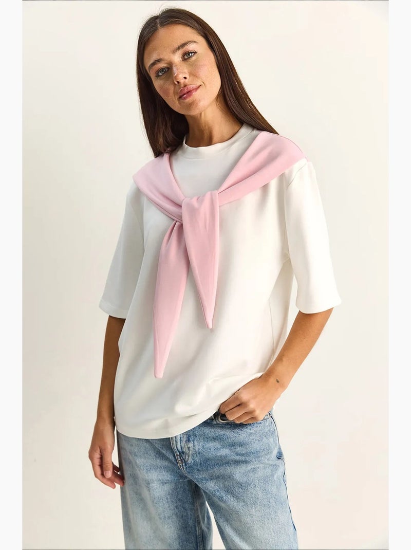 T-shirt femme oversize à col rond lucci Rose pâle - Kiabi
