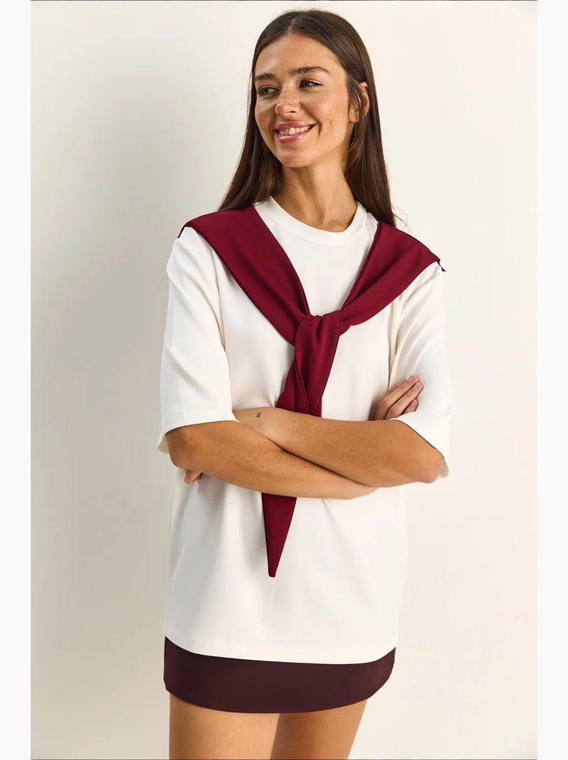 T-shirt femme oversize à col rond lucci Rouge bordeaux - Kiabi