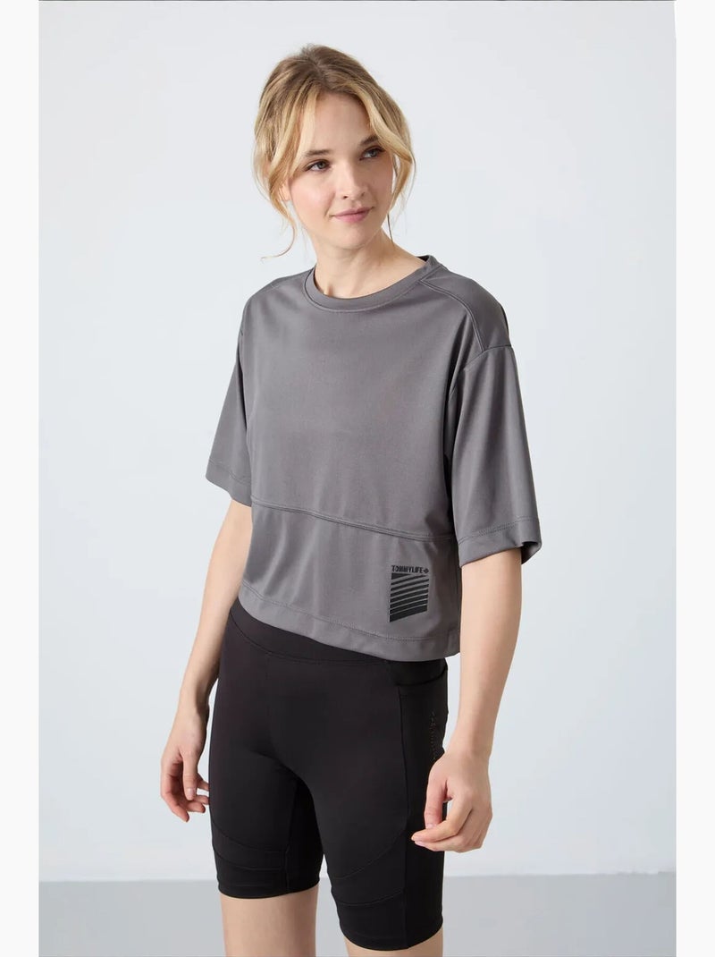 T-shirt femme oversize court tommy Gris foncé - Kiabi