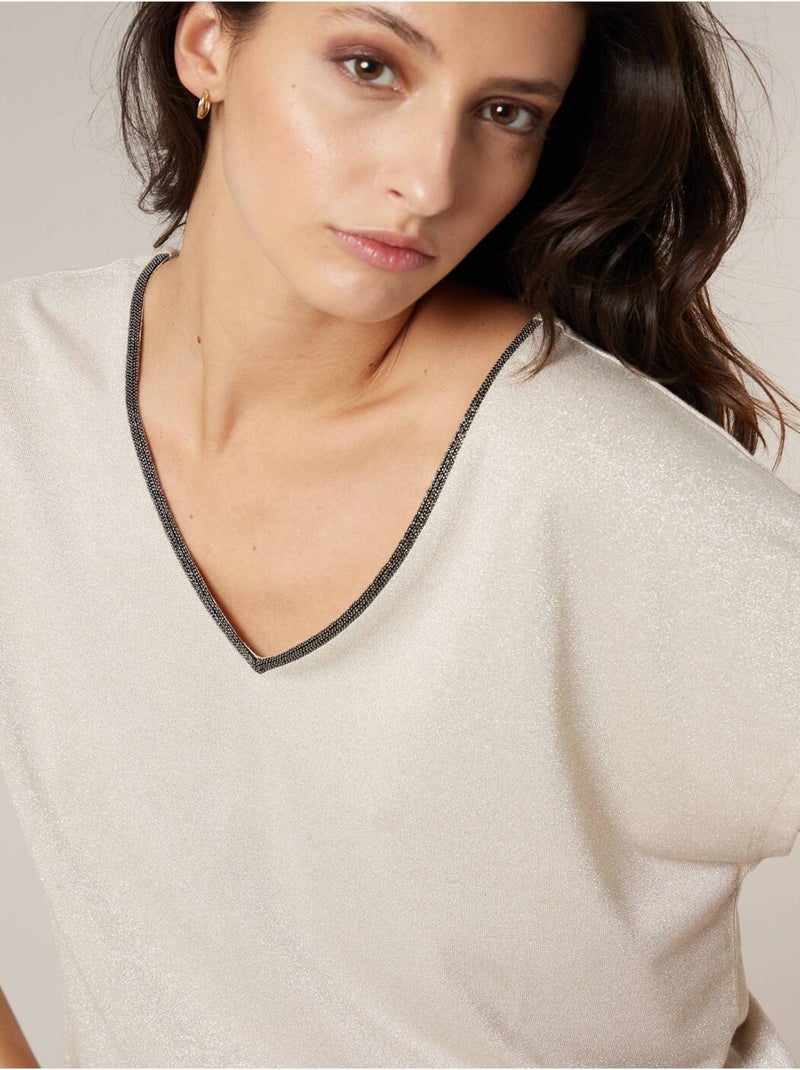 T-shirt femme scintillant 'Deeluxe' Beige - Kiabi