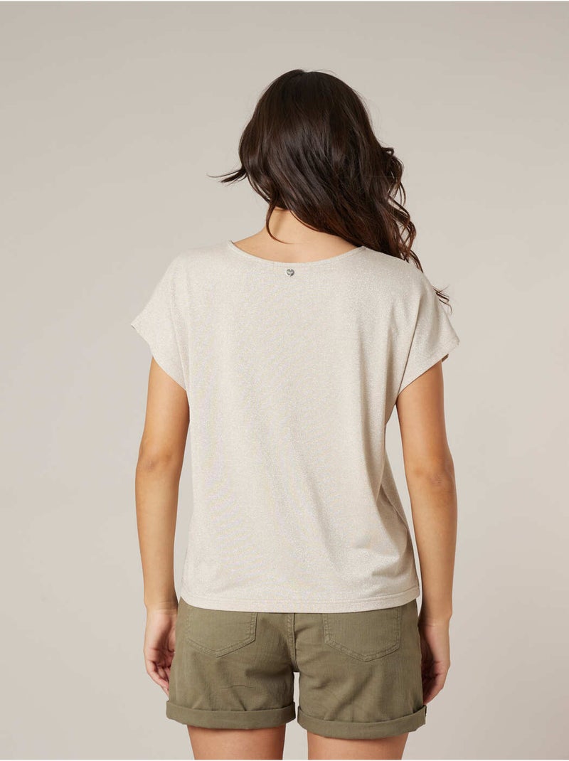 T-shirt femme scintillant 'Deeluxe' Beige - Kiabi