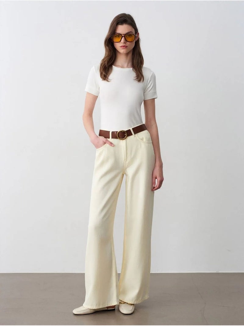 T-shirt femme slim à col rond dilvin Blanc cassé - Kiabi