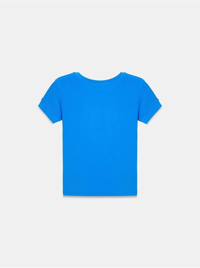 T-shirt femme slim à col rond dilvin Bleu cobalt - Kiabi