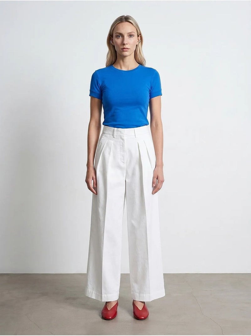 T-shirt femme slim à col rond dilvin Bleu cobalt - Kiabi