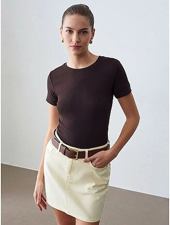 T-shirt femme slim à col rond dilvin