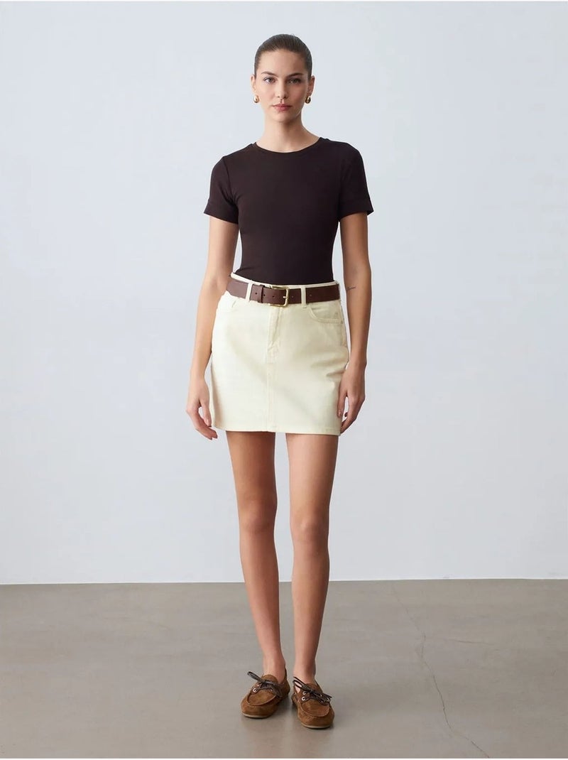 T-shirt femme slim à col rond dilvin Marron chocolat - Kiabi