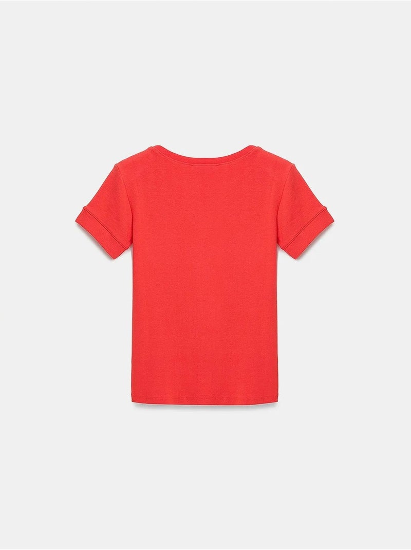 T-shirt femme slim à col rond dilvin Rouge - Kiabi